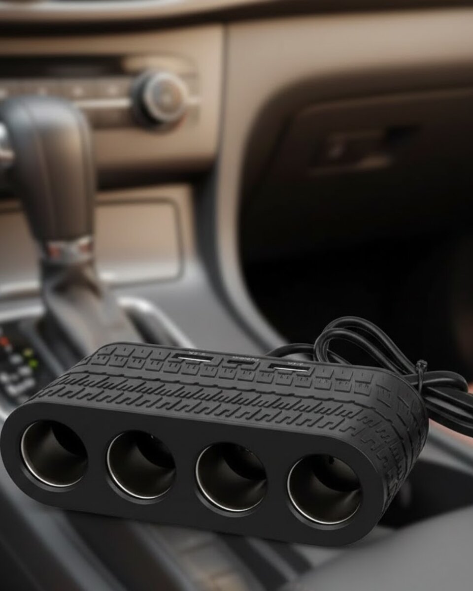 4 Çakmak Girişli Araç Çoklayıcı Type C ve USB Destekli Güvenli Güç Dağıtıcı
