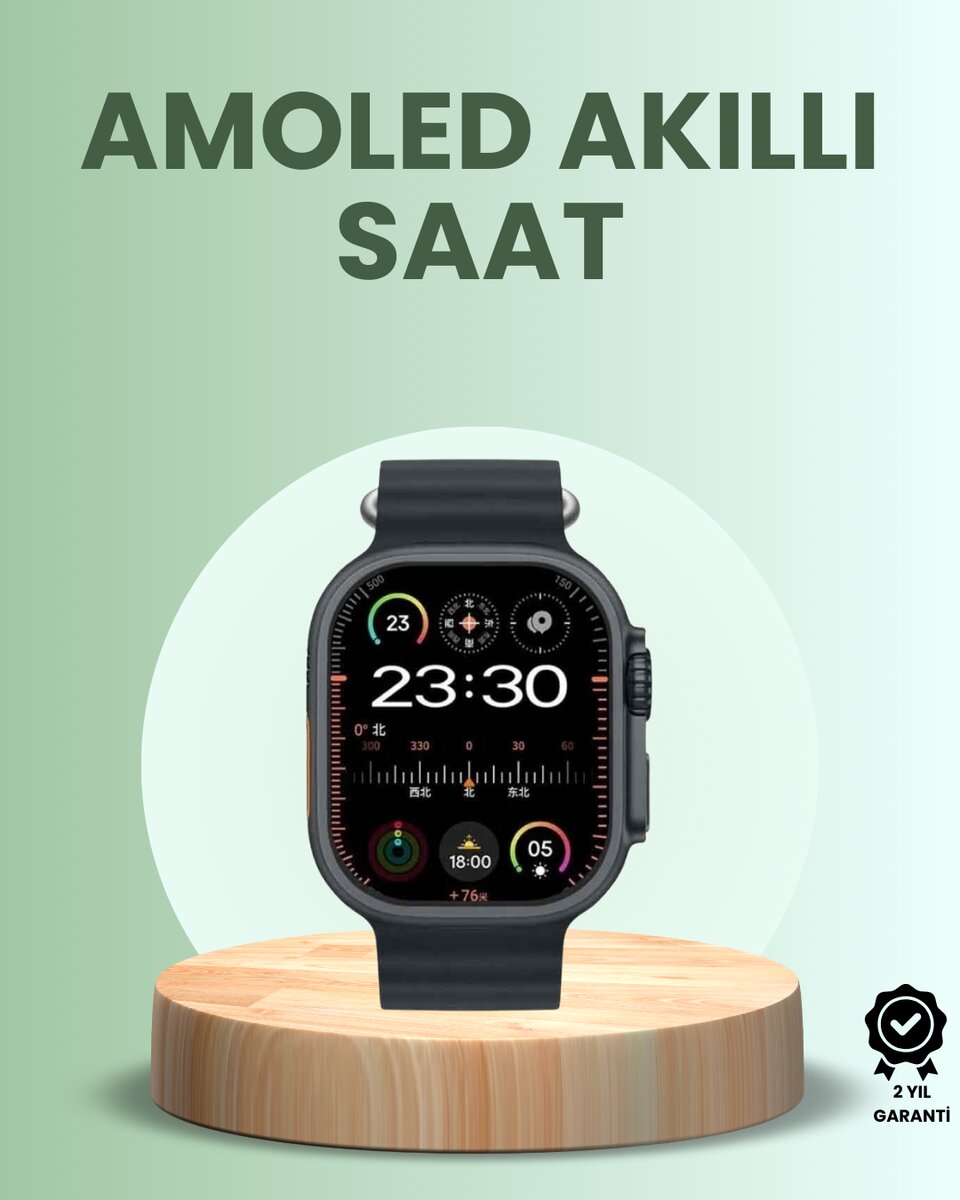 Ultra Akıllı Saat Amoled Display 15 Gün Dayanıklı Batarya