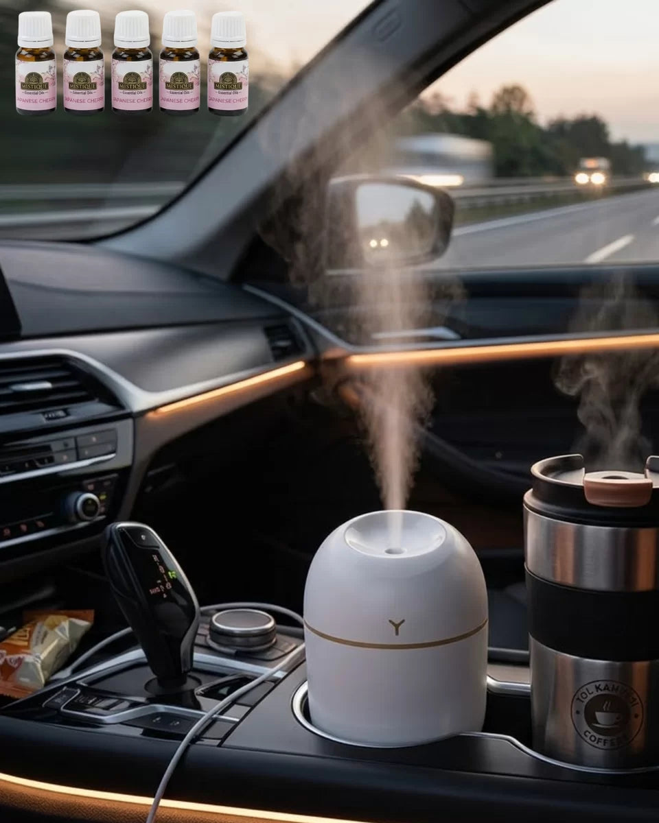 Taşınabilir Hava Nemlendirici 5 Esans Hediyeli LED Işıklı Aromaterapi Buhar Makinesi