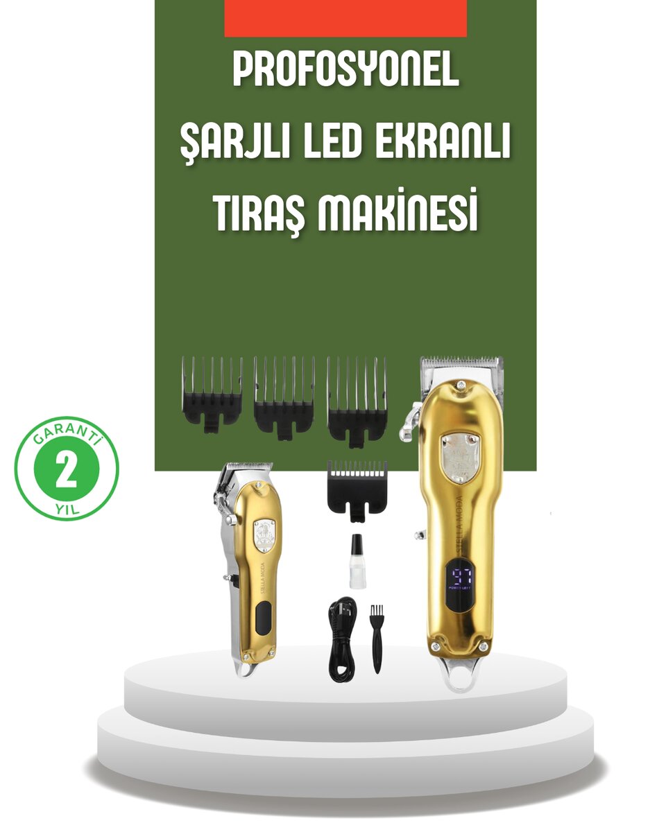 Güçlü Motorlu LCD Ekranlı Şarjlı Tıraş ve Şekillendirme Makinesi