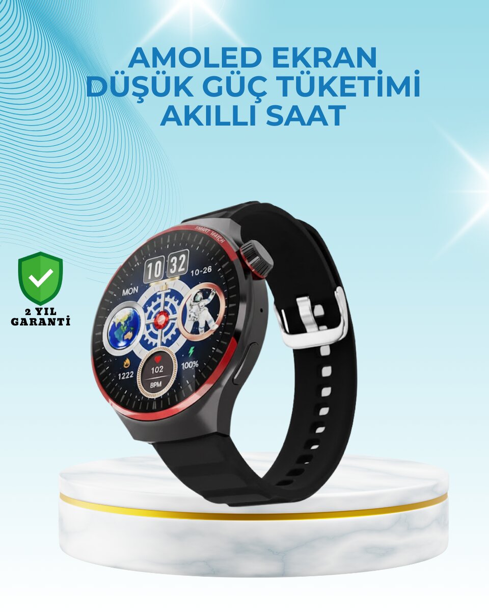 NFC Destekli Akıllı Saat Amoled Ekranlı Şık Tasarım