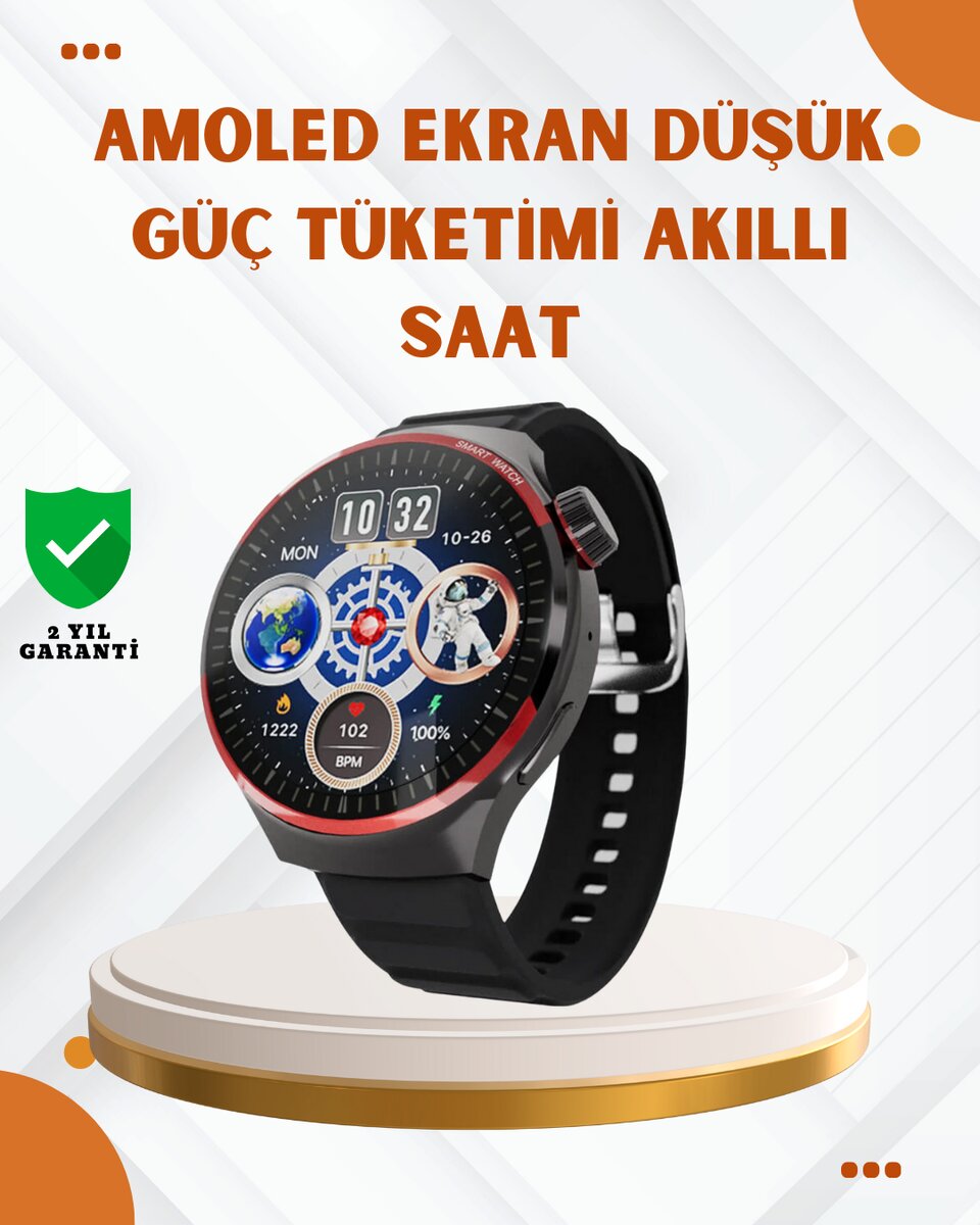 Amoled Ekranlı Akıllı Saat Bluetooth Arama ve NFC Destekli