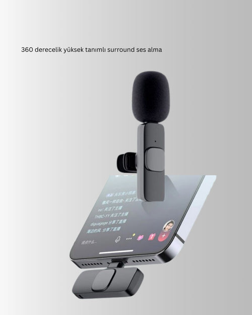2’li Kablosuz Yaka Mikrofonu iPhone İçin Profesyonel Video Ses - görsel 2