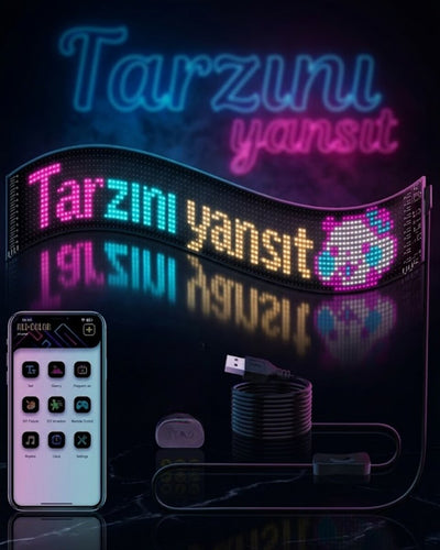 RGB LED Matrix Panel Esnek Yapı Uygulama Kontrollü Kayan Yazı Ekranı