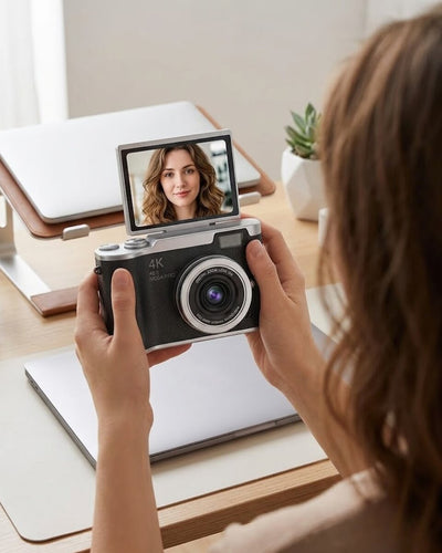 Kompakt 4K Dijital Kamera 48 MP Sensör 8X Zoom Flip Ekran Vlog ve Selfie Uyumlu