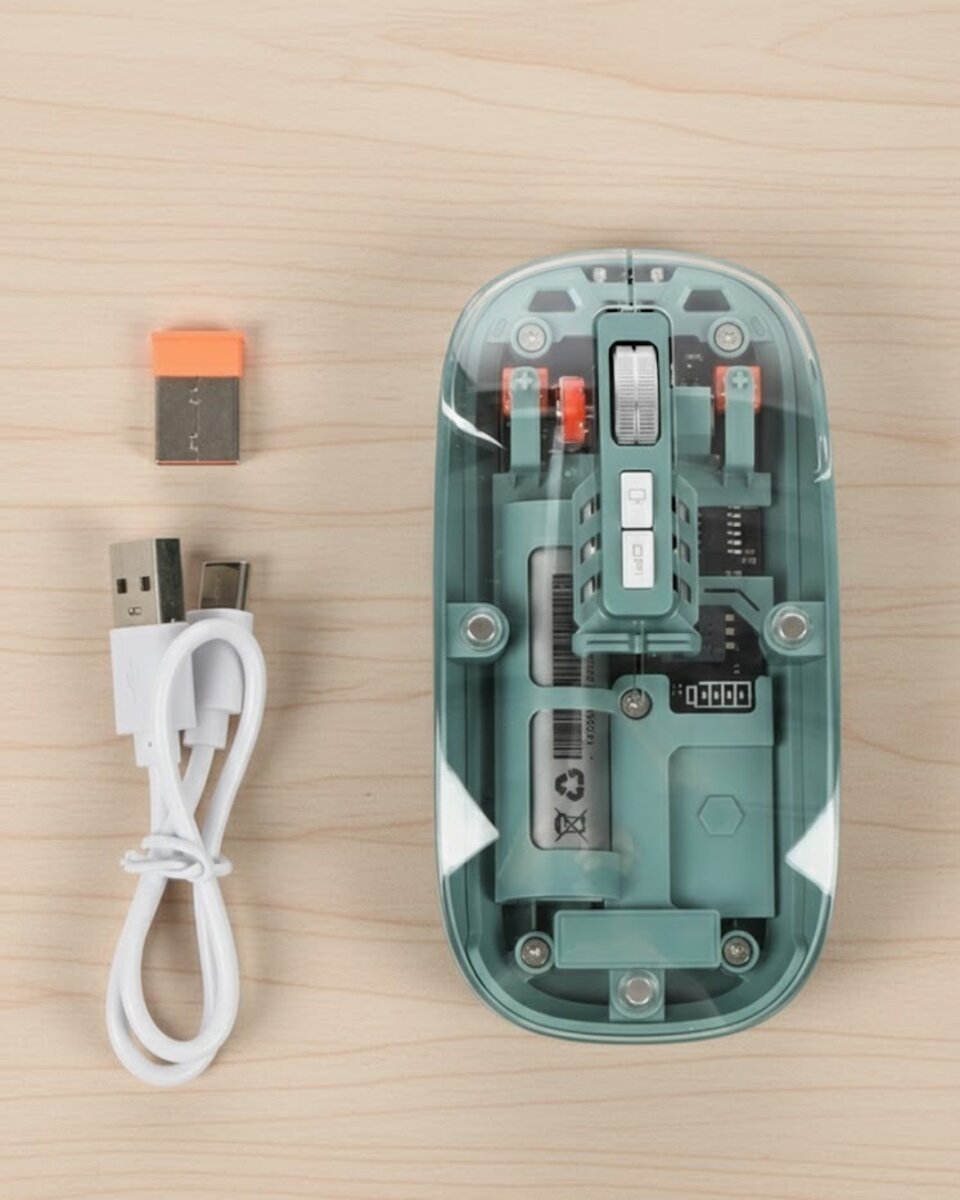 Şeffaf Tasarımlı Bluetooth Kablosuz Mouse Pilli Kullanım