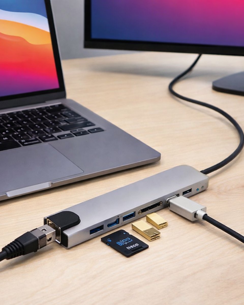 8 Port Type C Hub USB Hdmı RJ45 SD TF Kart Okuyucu Çoklayıcı