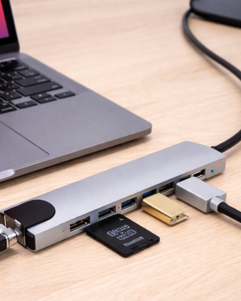 USB C Çoklu Port Adaptör Hdmı USB Ethernet SD Kart Hub