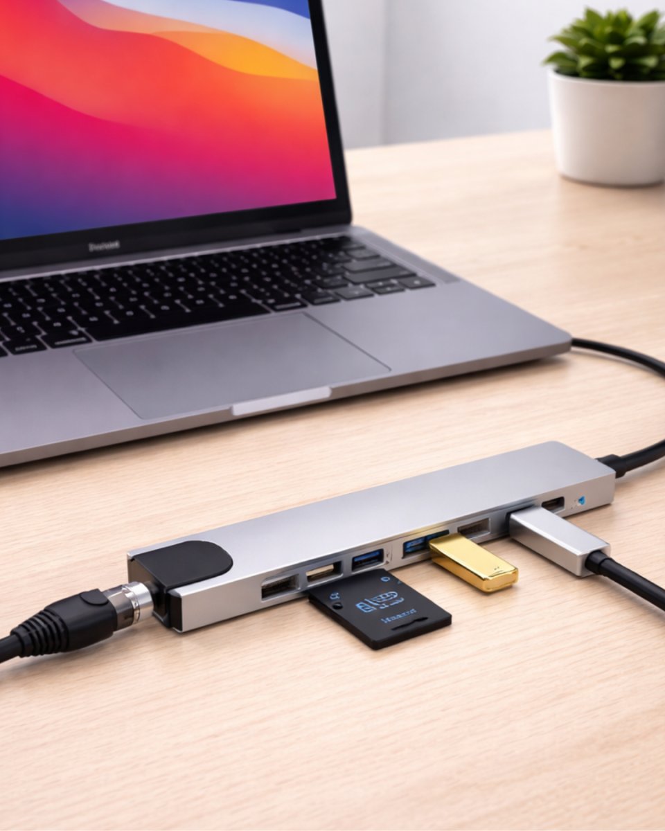 Type C Hub Çoklayıcı 8 Port USB Hdmı RJ45 Kart Okuyucu