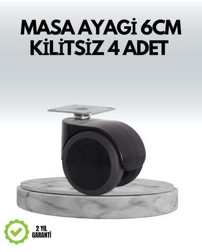 Halı ve Beton Uyumlu Kilitsiz Mobilya Tekerleği 4’lü