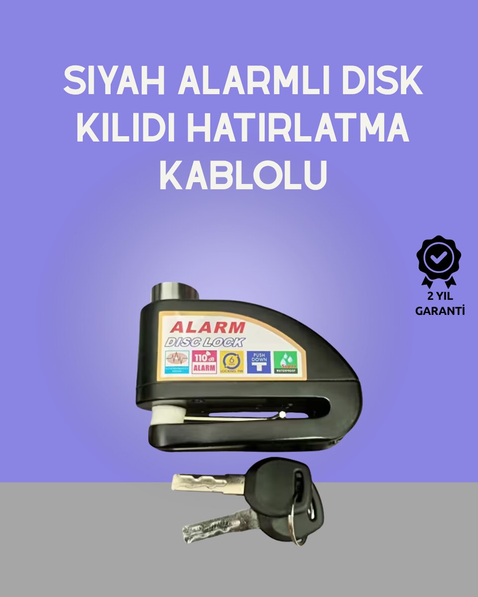 Yüksek Sesli 110dB Çelik Disk Kilidi Su Geçirmez