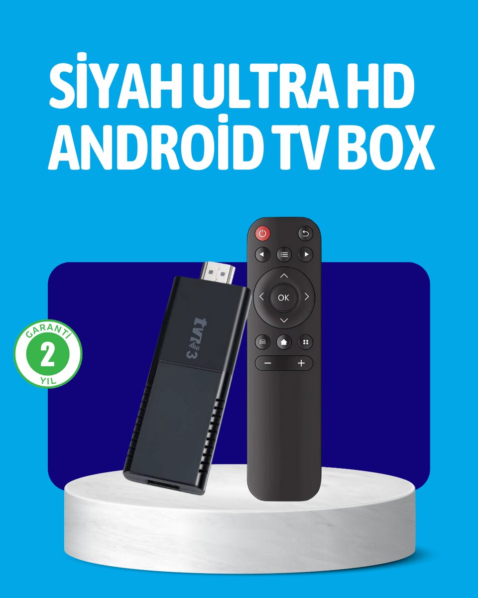 Android TV Stick 2GB RAM 16GB Depolama Kapasiteli