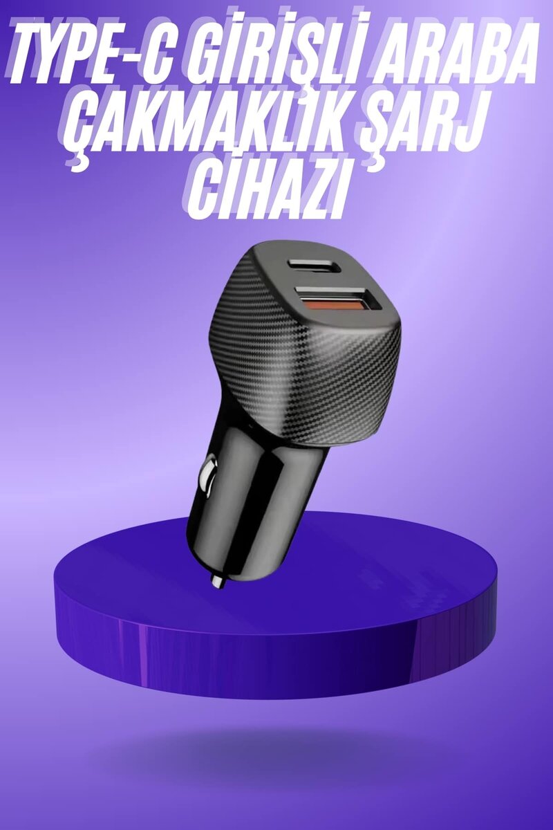 38W USB Type-C Girişli Oto Çakmaklık Araç İçi Hızlı Şarj Çakmaklık Şarj Aleti