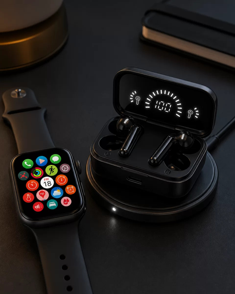 Spor ve Günlük Kullanıma Uygun Akıllı Saat ve Bluetooth Kulaklık Seti Yüksek Performans