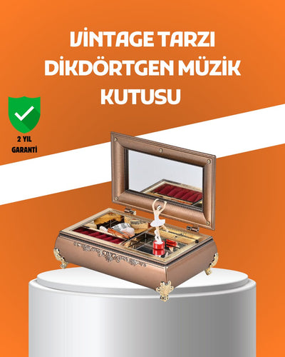Müzikli Balerin Figürlü Takı Kutusu Piyano Desenli Dekoratif