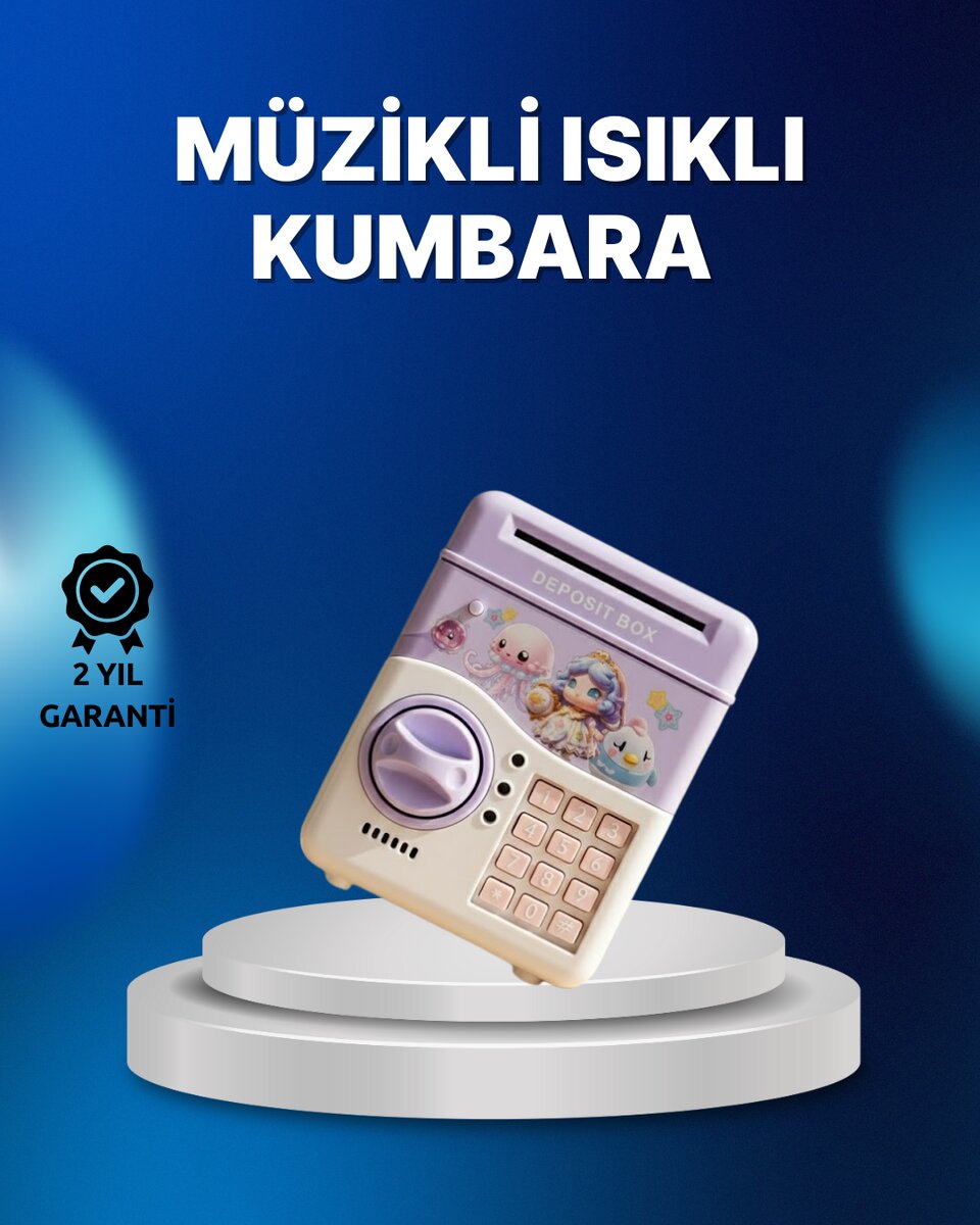 Mor Otomatik Para Girişli Elektronik Şifreli Kumbara