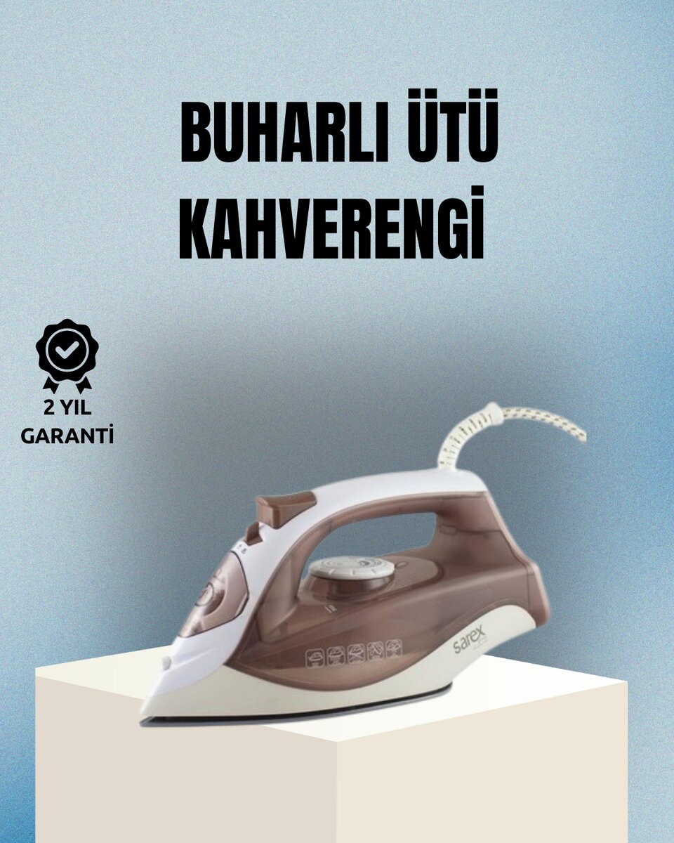2200 Watt Buharlı Ütü Kahverengi Seramik Taban Şok Buharlı
