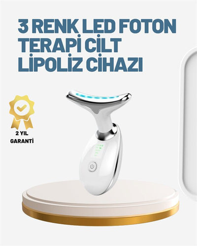 Cilt Yenileyici Şarjlı Güzellik Aleti – Pozitif/Negatif İyon Titreşimli Masaj ve Kırmızı-Mavi-Yeşil Işıkla