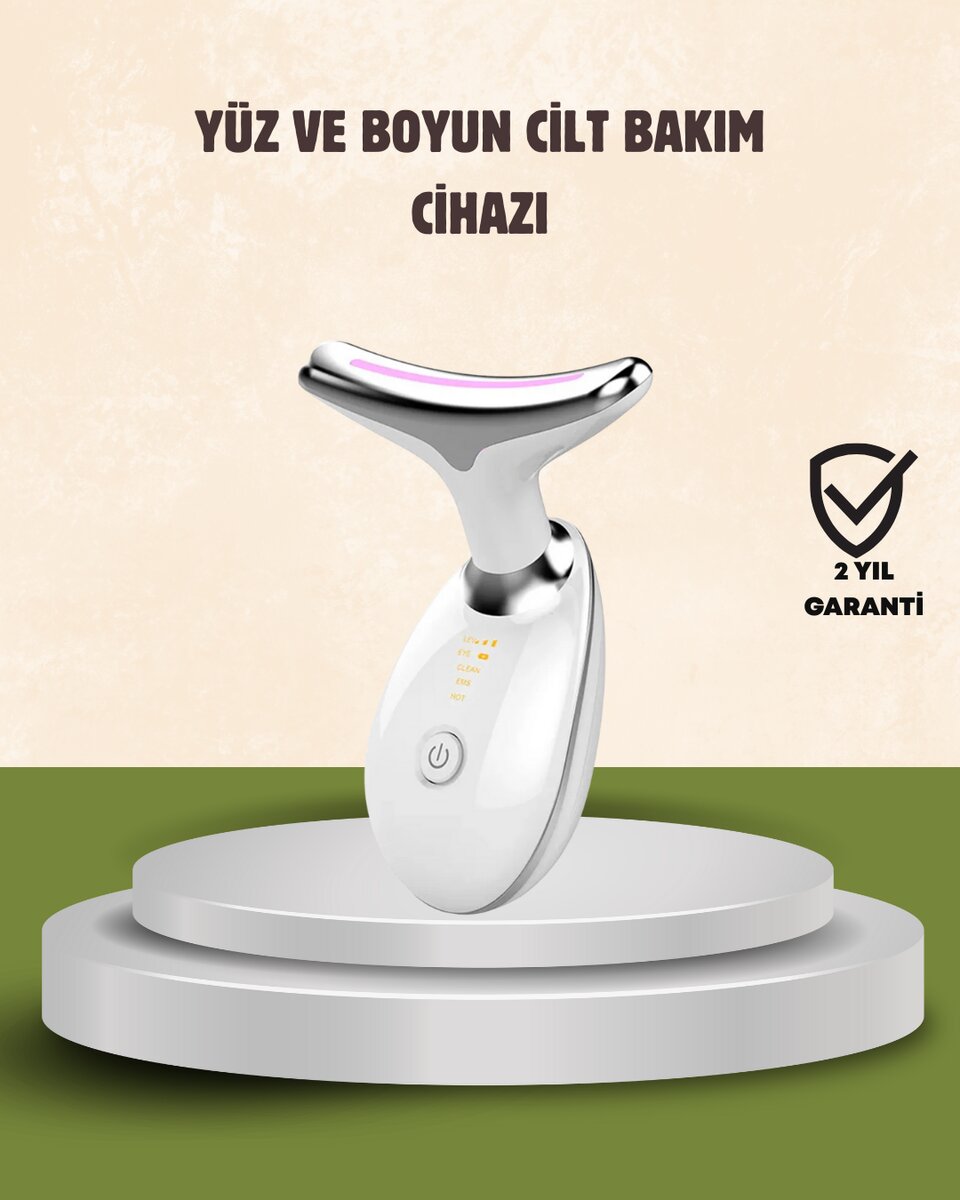 Cilt Yenileyici Şarjlı Güzellik Aleti – Pozitif/Negatif İyon Titreşimli Masaj ve Kırmızı-Mavi-Yeşil Işıkla