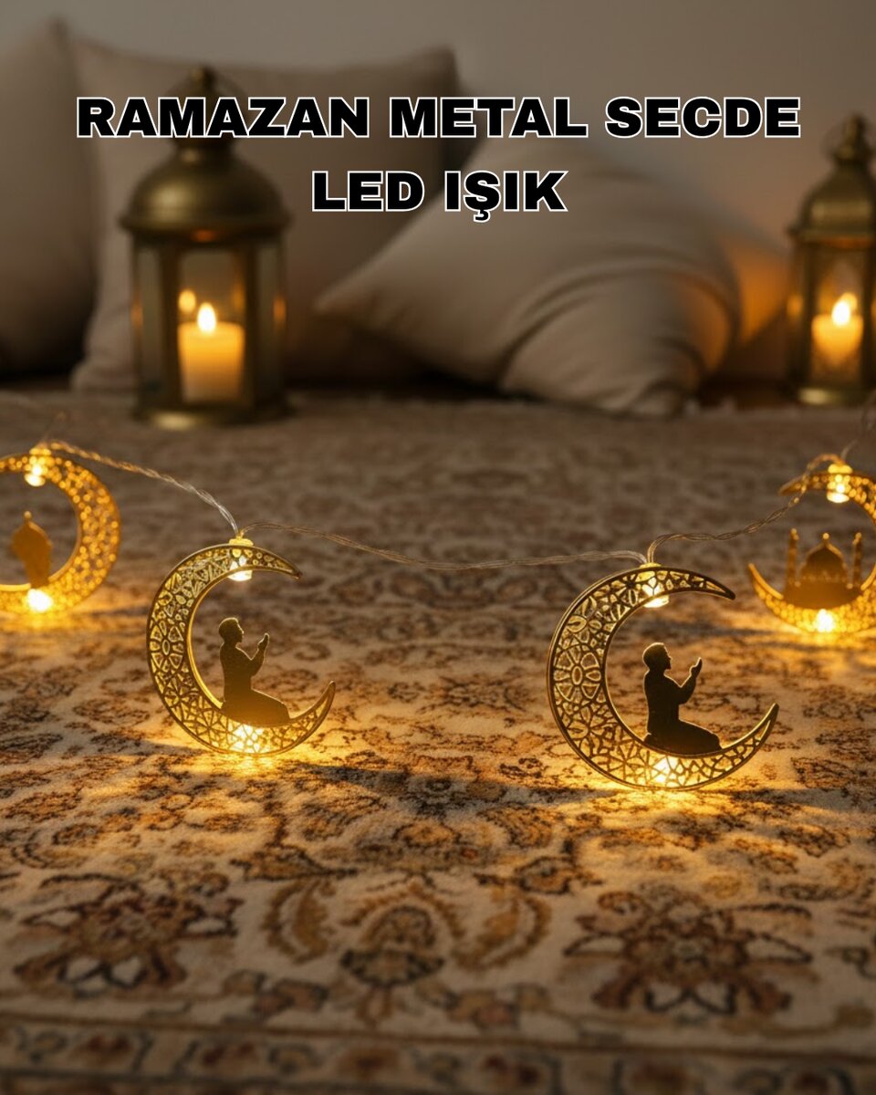 Ramazan Ay Işığı Secde Eden Adam Silüetli LED Peri Işığı