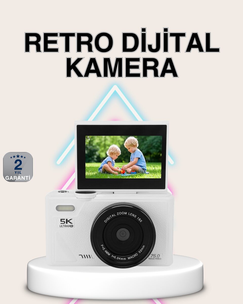 5K Dijital Kamera Otofokus WiFi Aktarım ve 18x Dijital Zoom