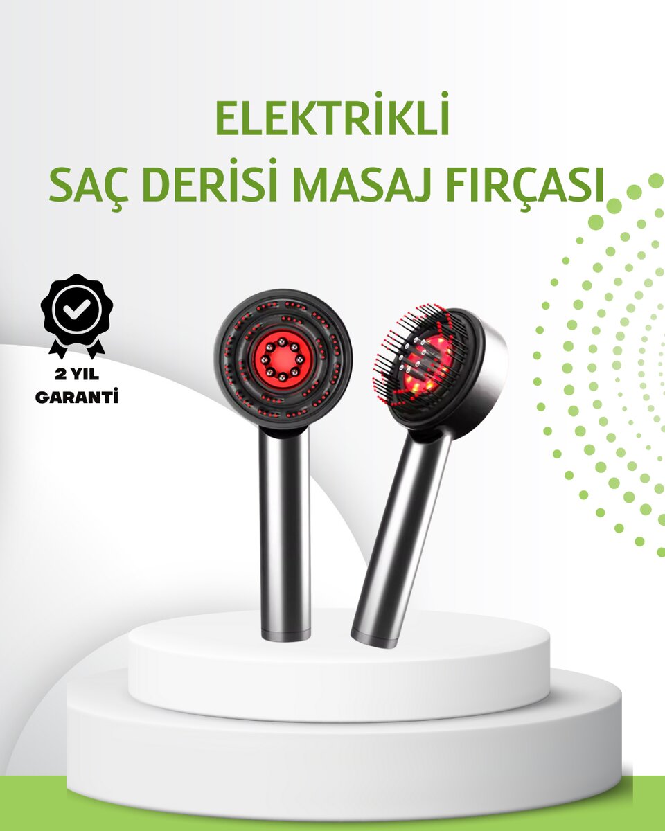 Şarjlı Saç Derisi Masaj Cihazı Kırmızı Işık ve 3D Tarak Dişli