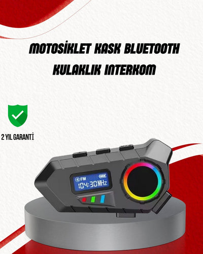 Suya Dayanıklı Bluetooth İnterkom 5.4 Hoparlör 500mAh Batarya ve FM Radyo Özellikli