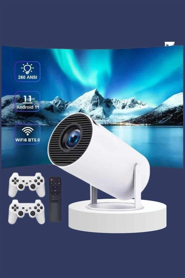 Projeksiyon Cihazı Video Oyun Konsolu Projektör Taşınabilir Ayaklı Çift Kollu 4K Çözünürlüklü