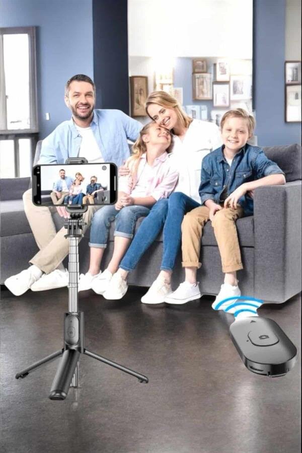 Kumandalı Tripod Telefon Tutucu Selfie Çubuğu 360 Derece Dönebilen