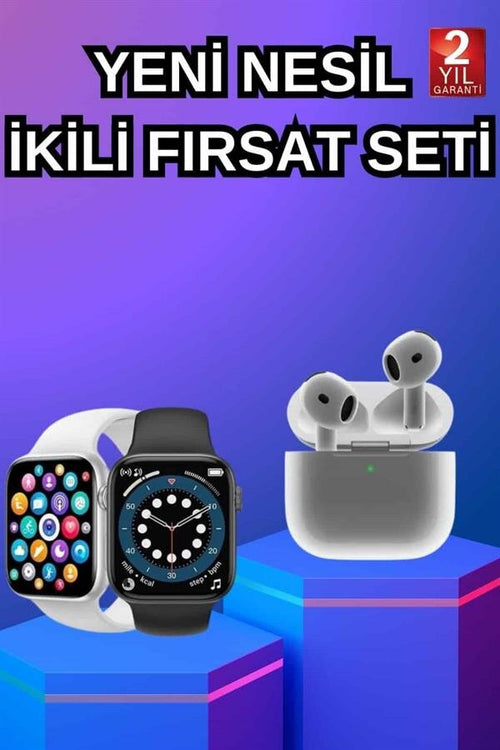 3.Nesil TWS Bluetooth Kulaklık ve Dokunmatik Ekran Akıllı Saat Sesli Görüşme - görsel 2