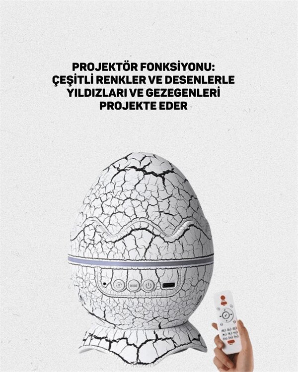Dinozor Yumurtası Tasarımlı Projektörlü Gece Lambası