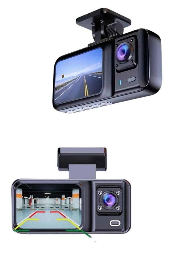 DVR Araç İçi Kamera Ön ve İç Kamera 2 İnç Ekranlı Çift Kamera
