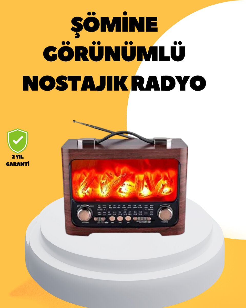 Taşınabilir Şömine Görünümlü Bluetooth Hoparlör – Solar Şarjlı Alev Işıklı 7W Ses