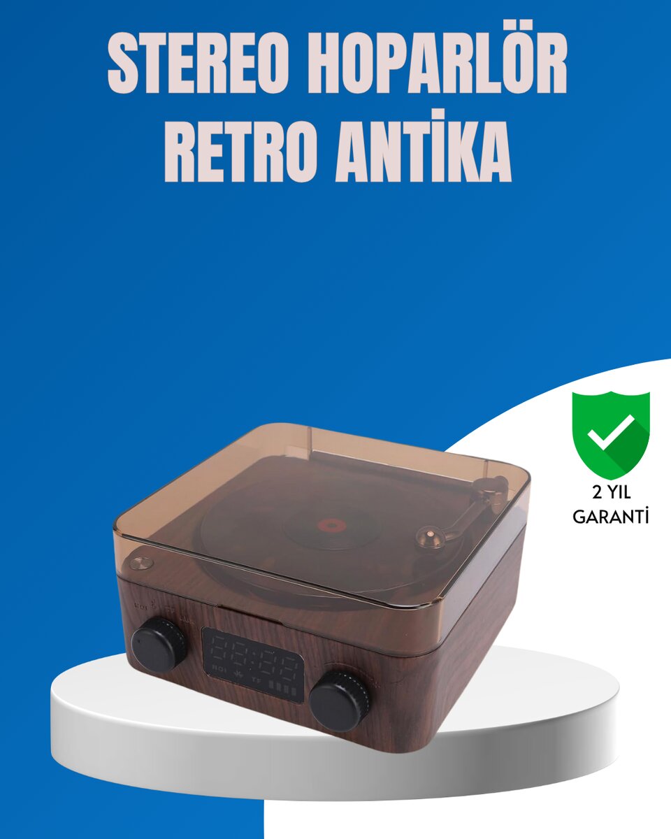 Stereo Bluetooth Hoparlör – Gece Lambalı ve Saat Göstergeli