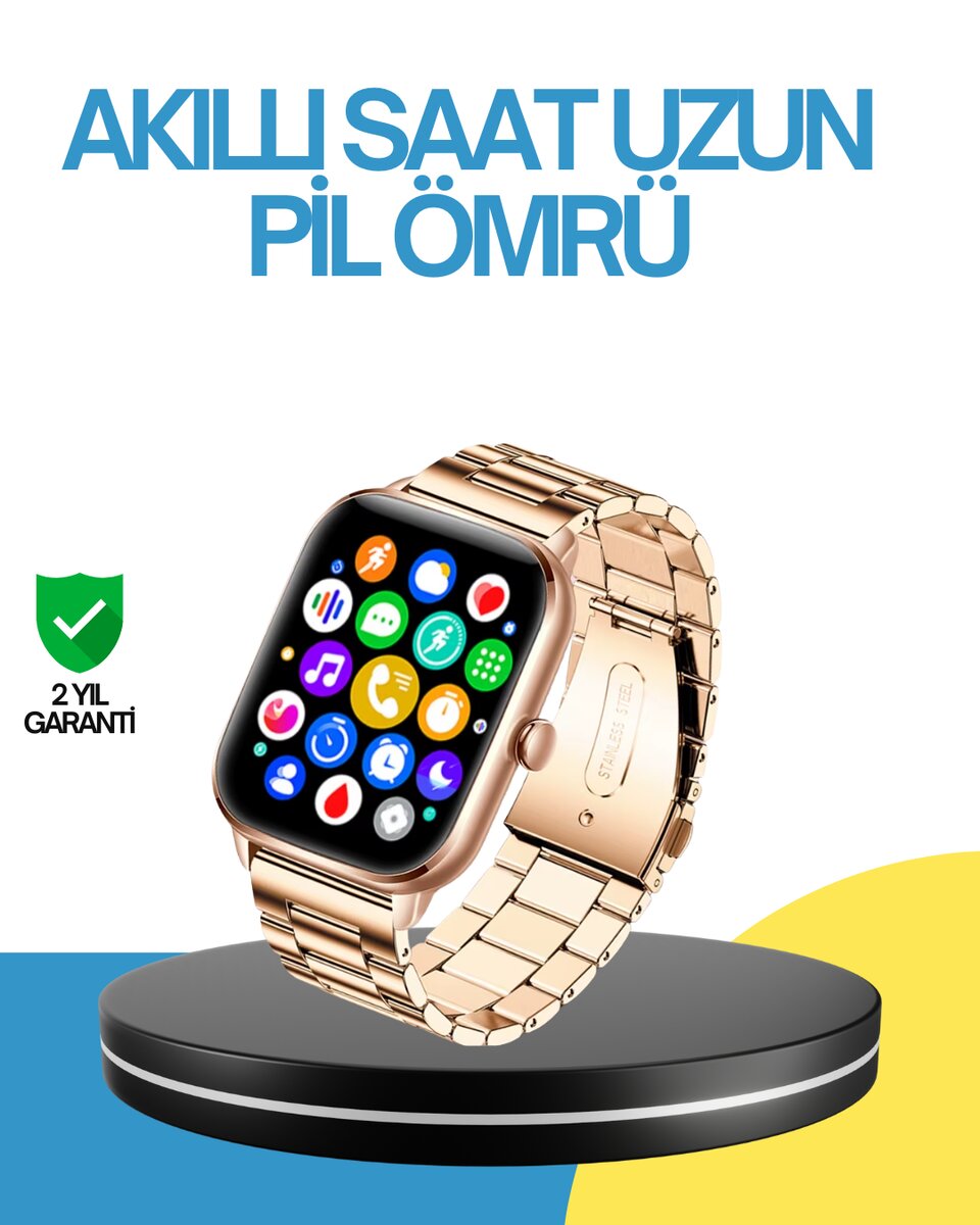Amoled Ekranlı Türkçe Menülü Akıllı Saat Bluetooth Görüşmeli