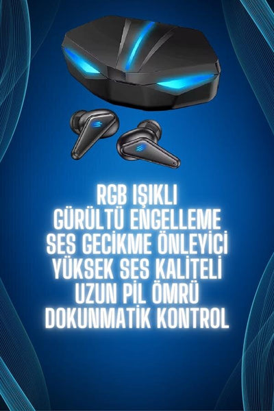 Bluetooth Kulaklık Oyuncu Kulaklığı RGB Işıklı Oyunlarda Düşük Gecikme