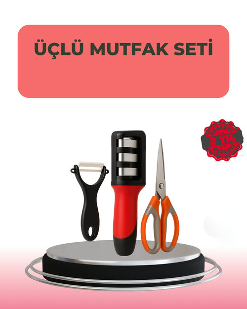 3 Parçalı Çok Fonksiyonlu Mutfak Makas Seti – Paslanmaz Çelik Ergonomik Tasarım