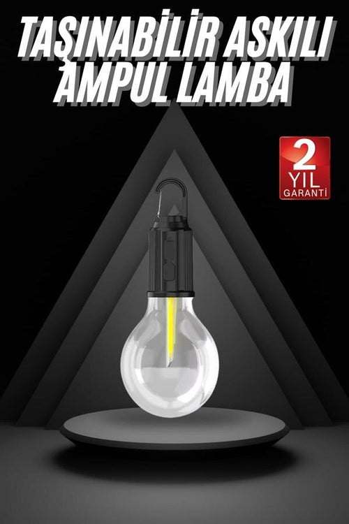 3 Farklı Mod LED'li Şarjlı Asma Kancalı Kamp Lambası Taşınabilir Ampul - görsel 2