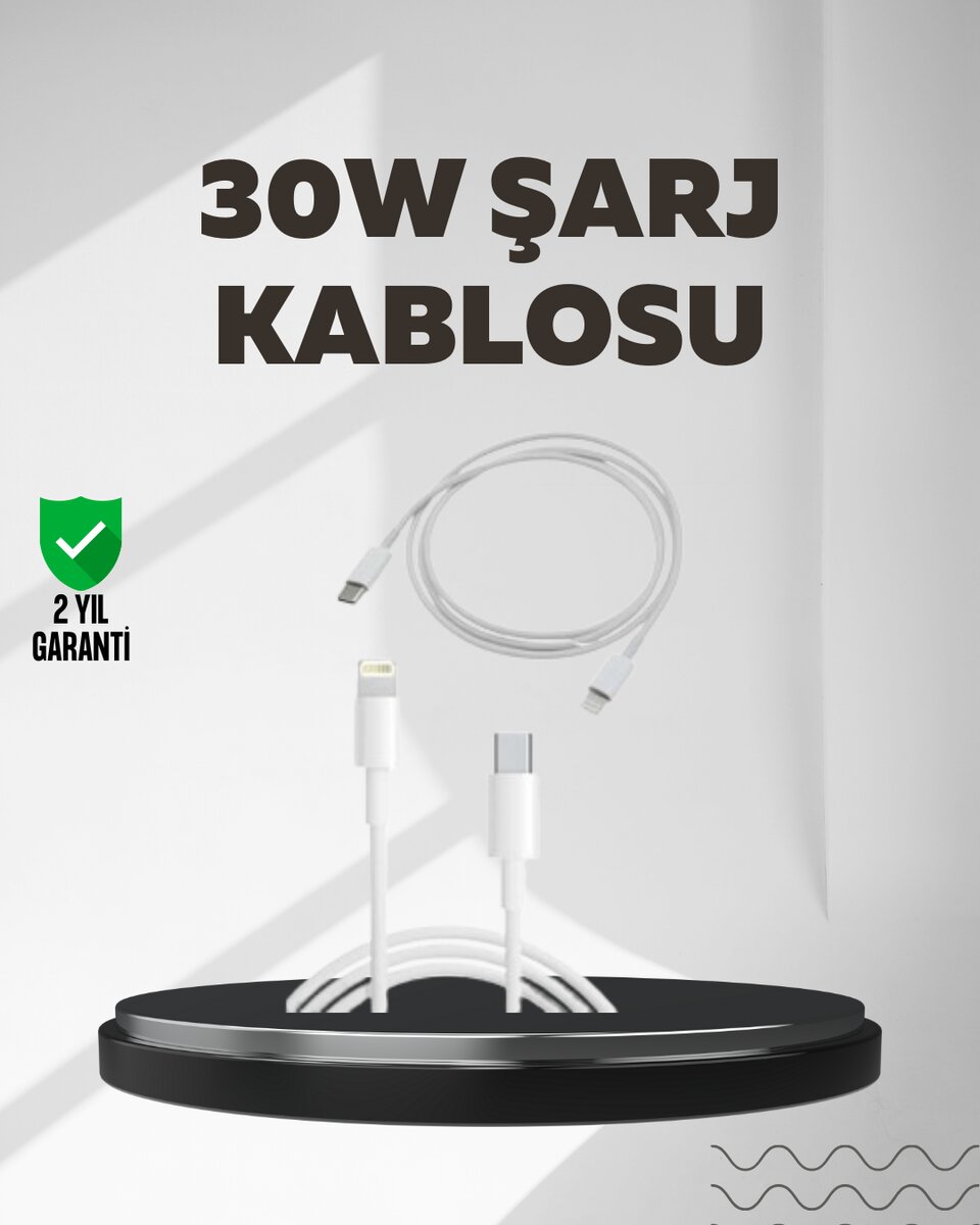 Yüksek Saflıkta Bakır Çekirdekli 30W Hızlı Şarj Kablosu