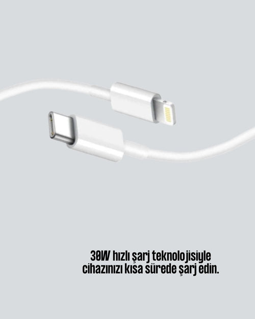 30W Type-C Lightning Hızlı Şarj Kablosu 1.2m iPhone Uyumlu - görsel 2