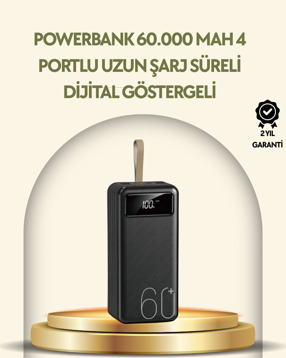 Tüm Cihazlarla Uyumlu LED Fenerli 4 Çıkışlı Powerbank