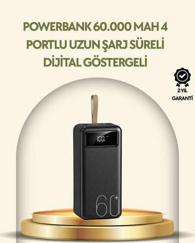 Tüm Cihazlarla Uyumlu LED Fenerli 4 Çıkışlı Powerbank
