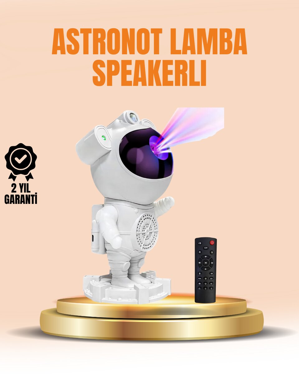 Bluetooth ve Dahili Ses Özellikli Astronot Projeksiyon Lambası