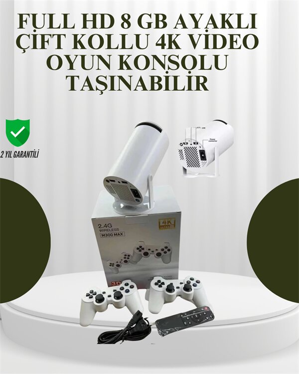 Portatif 4K Projeksiyon – 4.000 Uygulama Kablosuz Yansıtma ve Bluetooth 5.0
