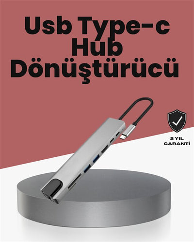 Alüminyum Gövdeli Type‑C Hdmı & Ethernet Adaptör – Tak & Çalıştır