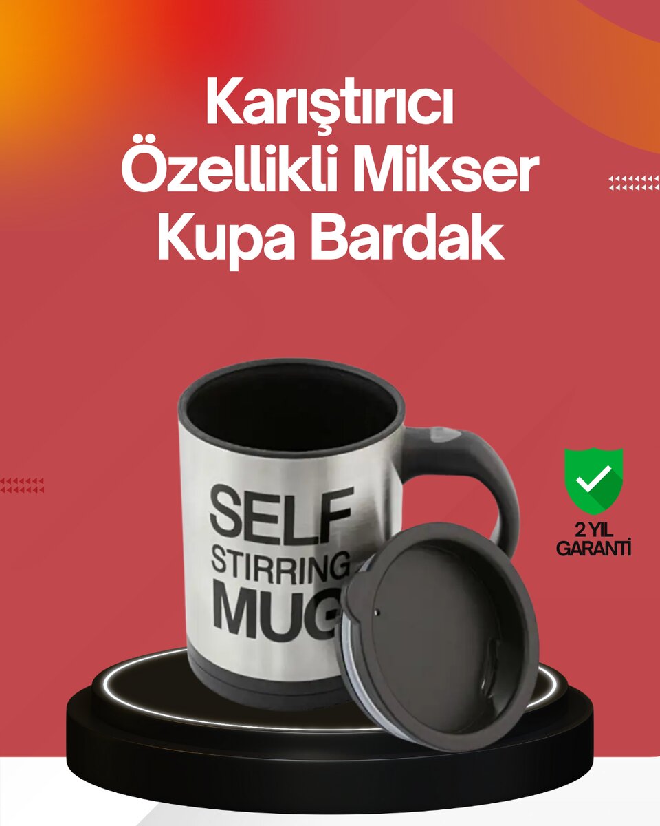 Kendi Kendini Karıştıran Termos Kupa | Güçlü Motor ve Çift Katmanlı Isı Koruma