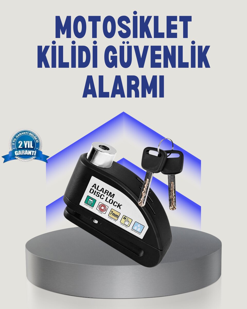 Disk Fren Kilidi Alarmlı Anti Hırsızlık Motosiklet Scooter Bisiklet