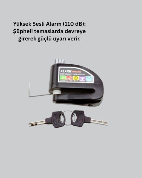 110 dB Alarm Disk Kilidi Motosiklet Scooter Bisiklet Güvenlik