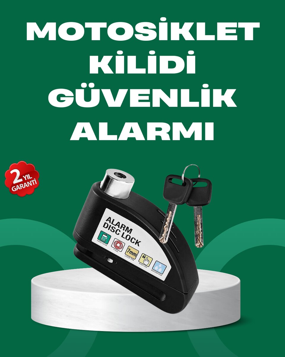 Motosiklet Scooter Bisiklet Tekerlek Disk Kilidi Alarmlı Güvenlik