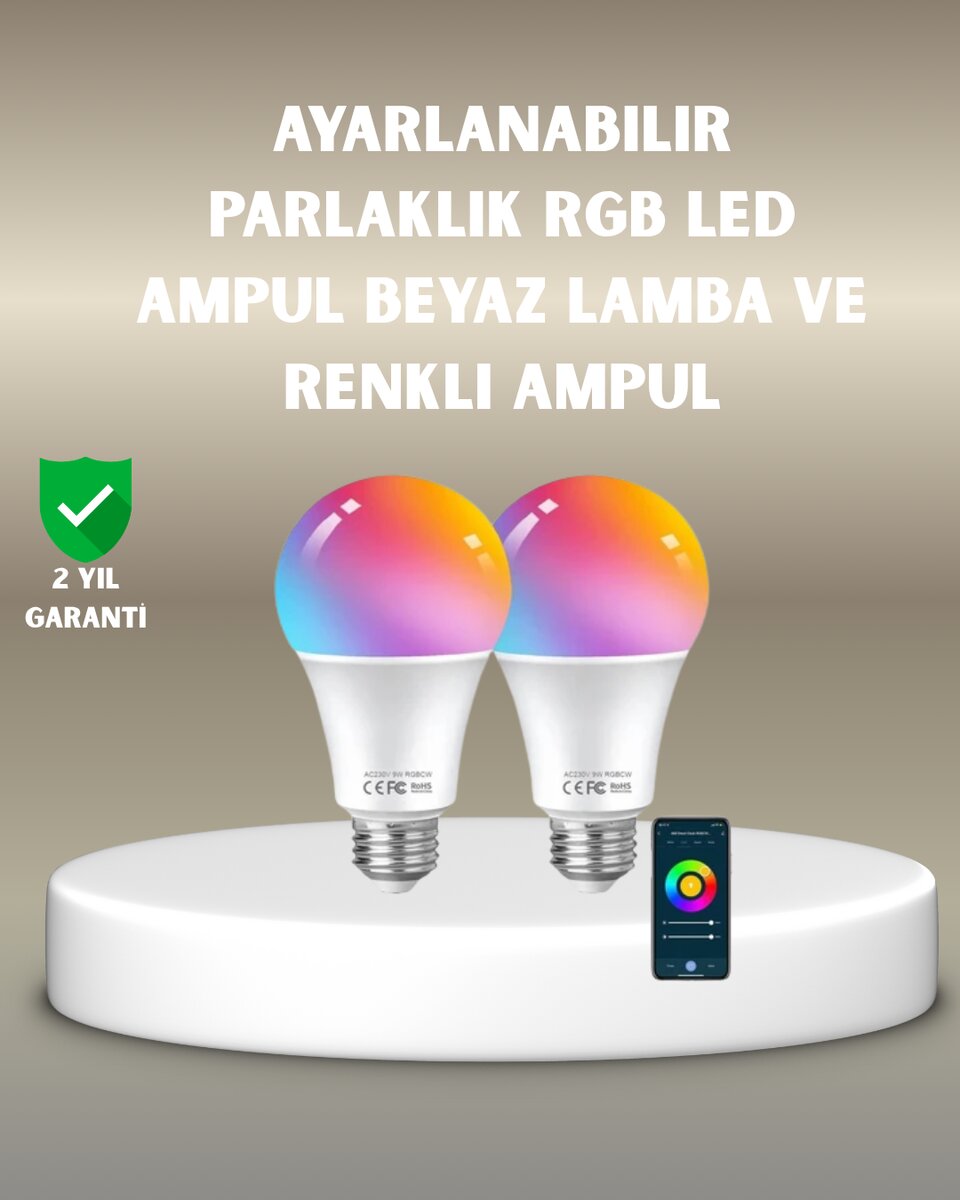 Akıllı 9W Rgbw LED Ampul tasaruflu romantik ışıklı